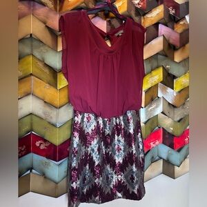 Luxology Burgundy and Geometric Mini Dress